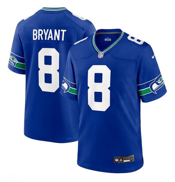 Men's Seattle Seahawks #8 Coby Bryant Royal Throwback Player Football Stitched Game Jersey